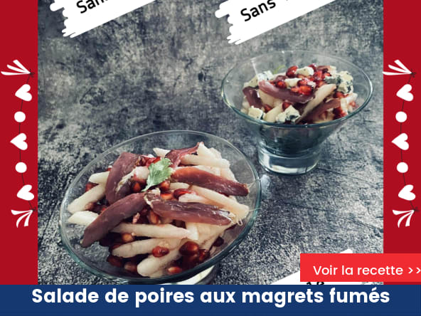 Salade de poires aux magrets fumés